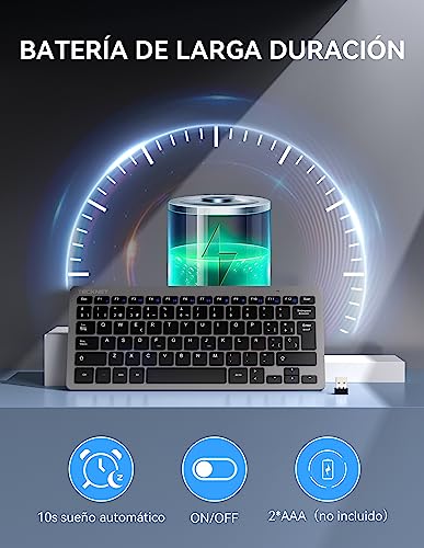 Miniatura 2 de Tecknet Mini Teclado Inalámbrico 2.4g Ultra Delgado, Teclado Inalámbrico Usb Ordenador Portátil Para Pc, Android Smart Tv, Laptops Español,Con La Ñ