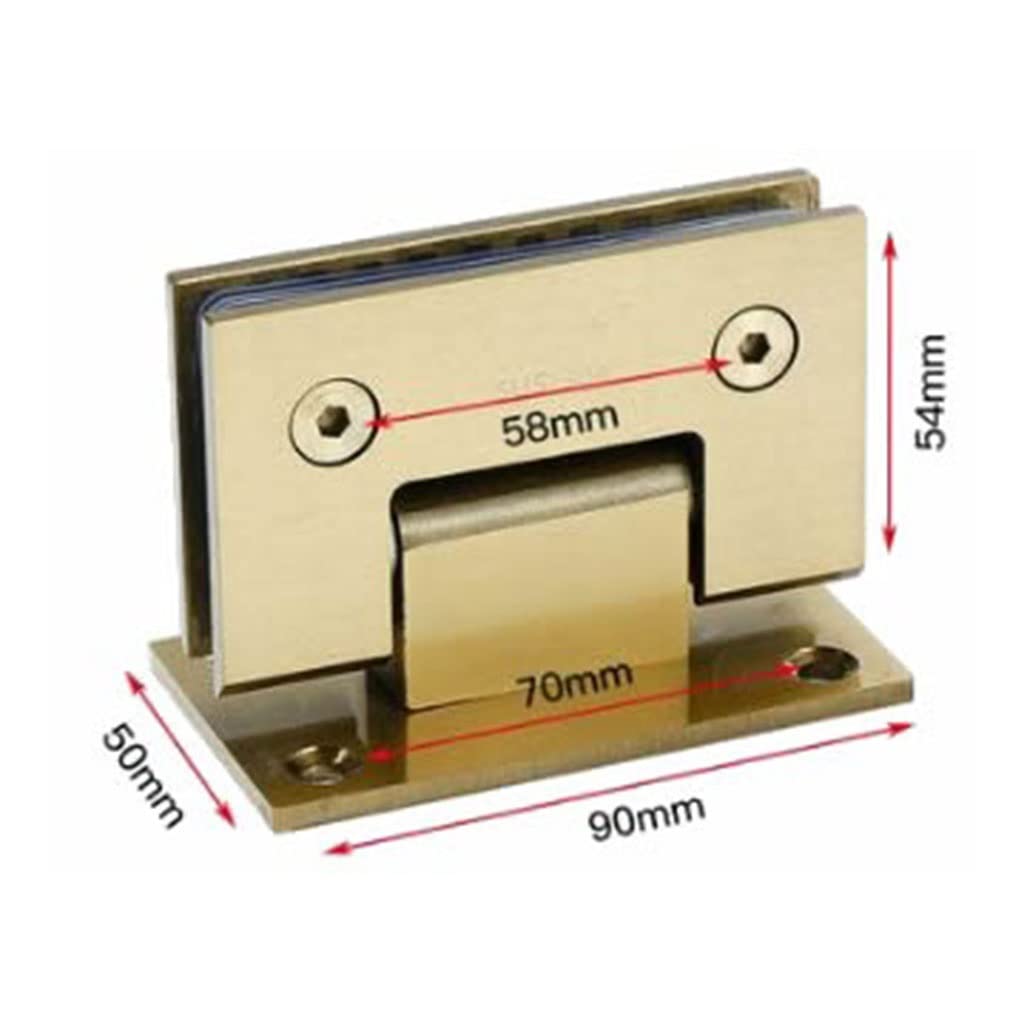 Clip de puerta de cristal de ducha de oro cepillado, bisagra de acero inoxidable 304, 60kg, 1 unidad(90 degree)