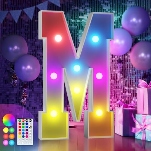 Image of Imprsv Colorful 3FT Marquee Letters M, 18 Colors Large Light up Letters