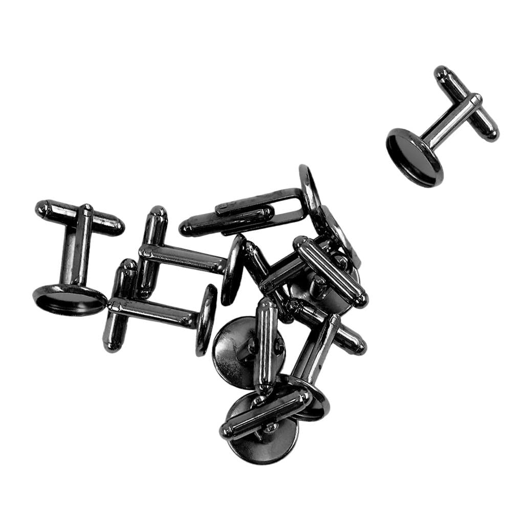 VELURA 10 Pieces DIY Cufflink Findings Cuff Link Blank Back Plate Pad Base Black|10 Sets Cufflink Blanks| Cufflink Blanks| Jewelry Findings | Beads & Jewelry Making |Crafts