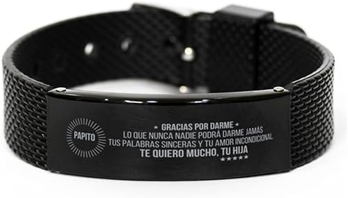 Brazalete de regalo para papá Pulsera con mensaje 'Papito, gracias por tu tiempo' - Ideal para el Día del Padre, padrastros y padrinos - Regalo