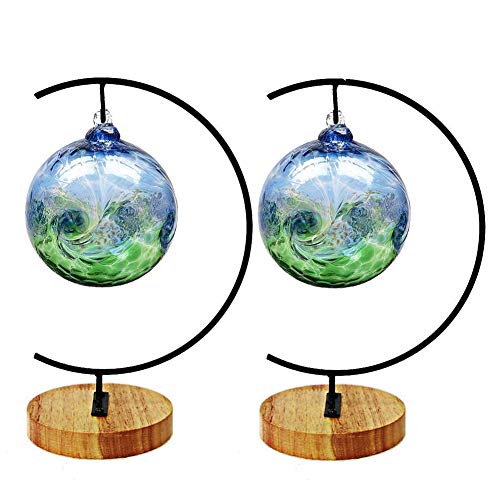 Ornament Display Stand Holder Home Wedding Decoration Rack for Hanging Glass Globe Pot Stand Iron Pothook Stand Terrarium Witch Ball (2, Wood)