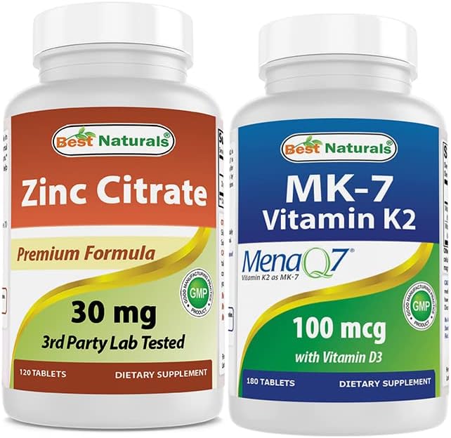 Citrato de zinc 30 mg y vitamina K2 (MK7) con D3