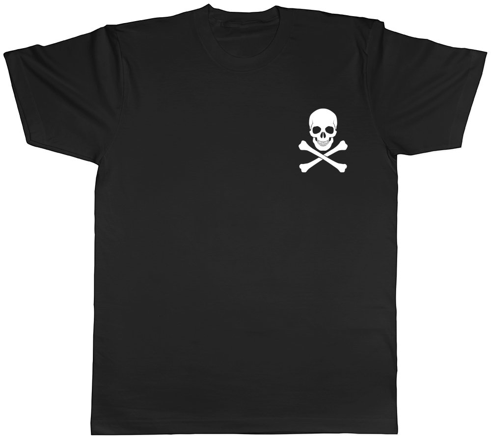 Shopagift Skull and Crossbones Pocket Design Gothic Unisex T-Shirt Black