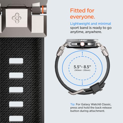 Image of Spigen DuraPro Armor Strap Band for Samsung Galaxy Watch 8 Classic /Watch8 (44mm /40mm), Shock-Absorbing&Rugged Build - Black