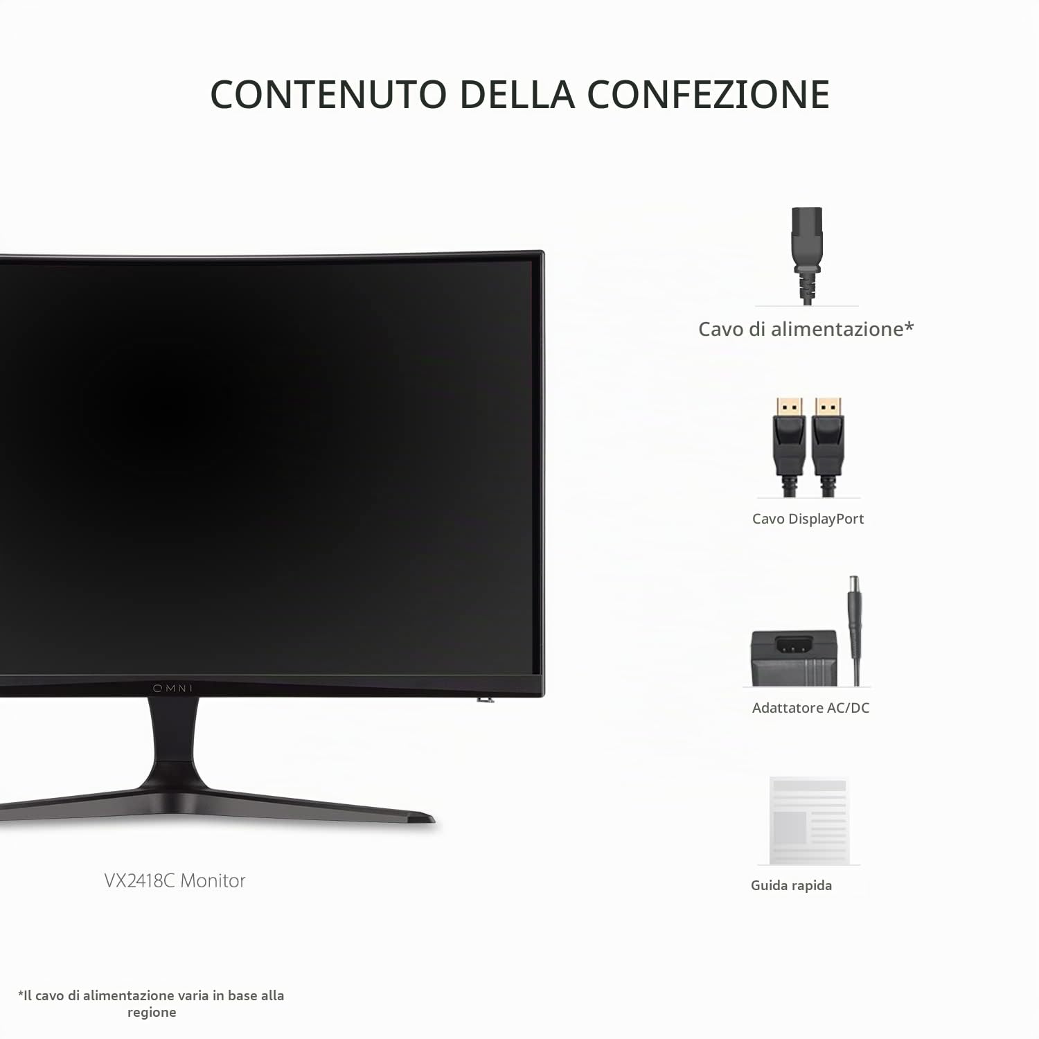 ViewSonic Omni VX2418-C 24-inch 1080p 165Hz Curved Gaming Monitor, with 1ms Response Time, AMD FreeSync Premium, 1500R Curve, Integrated Speakers.
