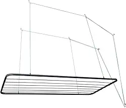 Varal De Teto 100% Aço 100cm ou 120cm C/Kit De Instalação Parafusos Fixação Secagem Roupas 13kg(Preto 100cm)