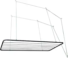 Varal De Teto 100% Aço 100cm ou 120cm C/Kit De Instalação Parafusos Fixação Secagem Roupas 13kg(Preto 100cm)