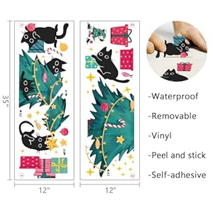 Mfault Christmas Tree Boho Black Cat Wall Decals Stickers, Xmas Botanical Kitty Pet Decorations Bedroom Art Cat Lover Gifts, Funny New Year 2025 Party Home Kitchen Decor Winter Holiday Gift Mfault Christmas Tree Boho Black Cat Wall Decals Stickers Xmas Botanical Kitty Pet Decorations Bedroom Art Cat Lover Gifts Funny New Year 2025 Party Home Kitchen Decor Winter Holiday Gift