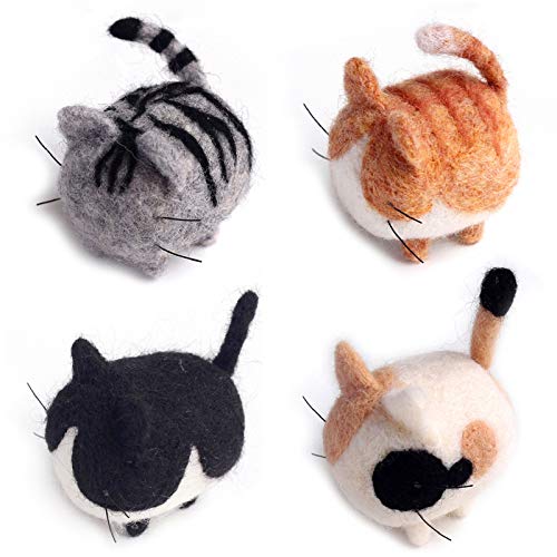 Feltsky Cat Needle Felting Kit for Beginners - Finger Protector, Black Felting Mat, English...