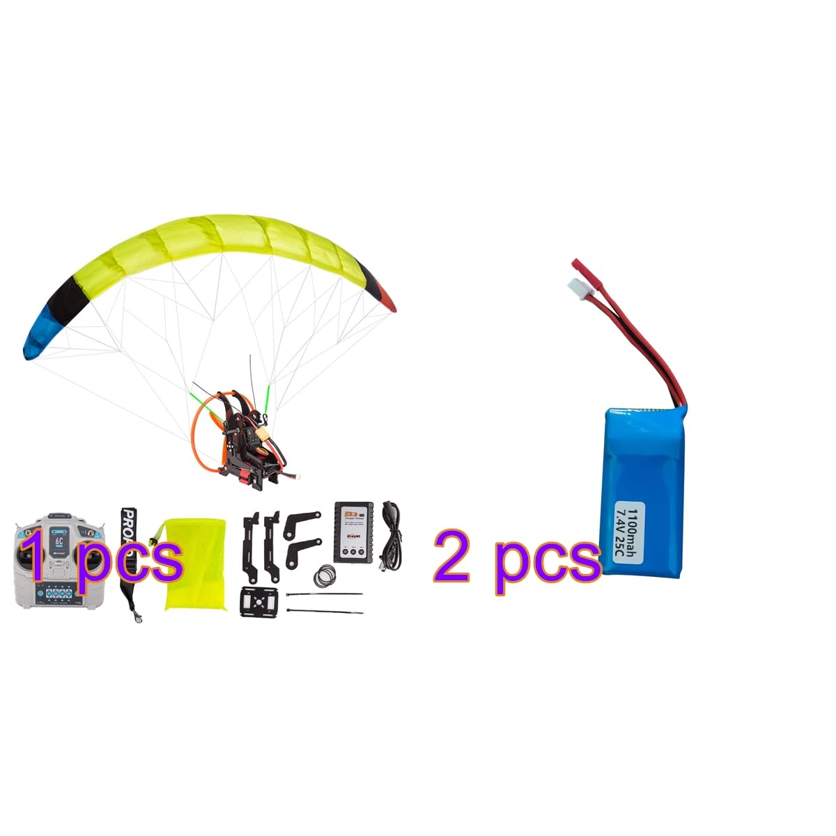 Parapente eléctrico RC de 100 cm RTF, avión paramotor alimentado de 2.4 GHz con ala plegable, tiempo de vuelo de 30 minutos y acrobacias aéreas estables de alto vuelo para adultos
