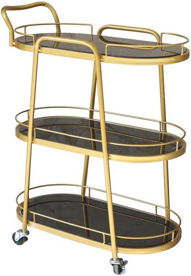 CCKUYT Carrito de servicio de bar para hotel y restaurante de negocios, 3 pisos, carrito de bebidas, carrito de servicio, carrito multiusos, coctel, té, host