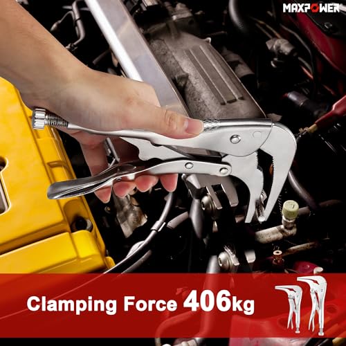 Image of MAXPOWER 2PCS 90 degree Offset Long Nose Locking Pliers 7 inch and 11 inch