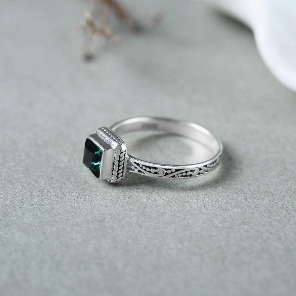 Offener Fingerring aus Sterlingsilber, S925-Sterlingsilber, Kristallring, Paarring, modischer Edelstein-Silberring, Geschenke für Liebhaber, Silber, 13# (Silber 18#)
