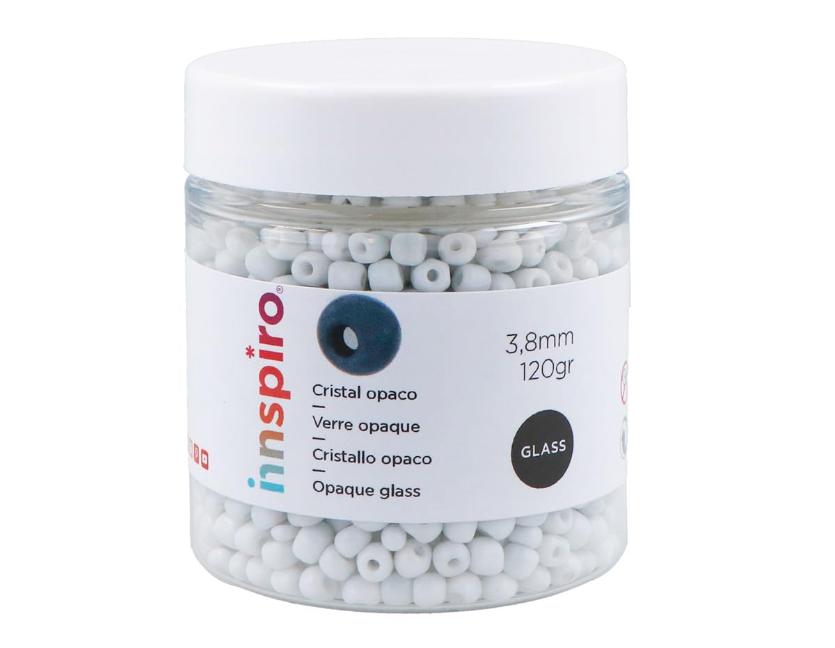 INNSPIRO Round Glass Rock Opaque White 3.8mm 6/0 120g