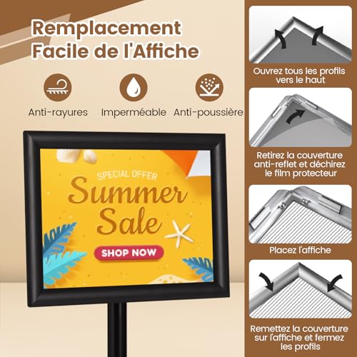 Support affichage A4 intérieur extérieur pour guider vos clients avec ce présentoir double