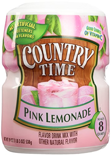 Country Time Pink Lemonade Flavor Drink Mix- Pack of 2 Canisters (19 oz each)