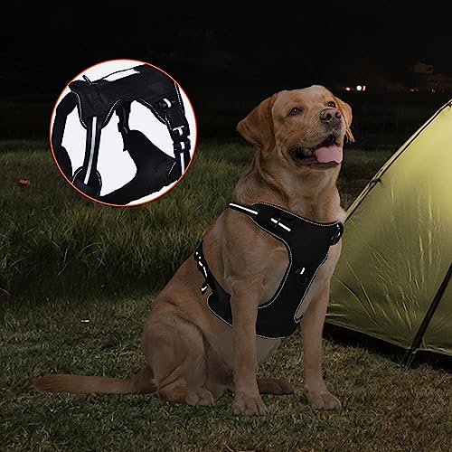 Amazon Basics Anti-Zieh-Hundegeschirr mit vorderem Clip, Westengeschirr, Schwarz, Groß