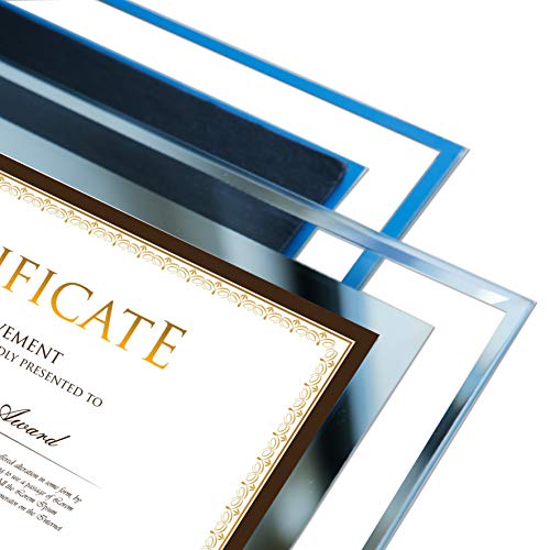 Simon's Shop 4 Pack Picture Frames 8.5 X 11 Frames For Certificates And Awards 8 1/2 X 11 Wall And Tabletop Frame Set, Clear With Silver Trim #TOP2
