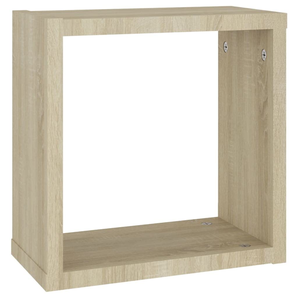 Scaffalature, mensole da parete e sporgenze, mensole cubiche da parete, 6 pezzi, rovere Sonoma, 30 x 15 x 30 cm