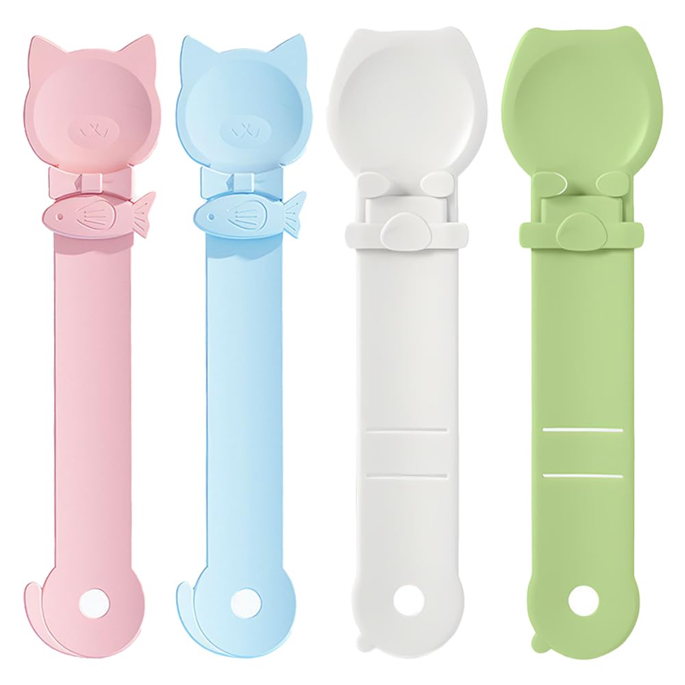 4 Pièces Mangeoires à Bande pour Chat, Cuillère à Nourriture pour Chat en Forme de Poisson Cuillère À Nourriture pour Animaux De Compagnie pour Nourriture Humide, Friandises à Lécher