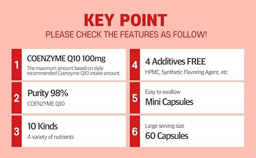 Rawel Wellup Coenzyme Q10 30G (500Mg X 60 Capsules) / Coq10 100Mg / Antioxidant For Heart Health/Supports Cardiovascular Health / 2 Month Supply #TOP3