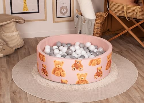 KNORRTOYS.COM 76007 Bällebad, Teddy pink-150 Balls Grey/White/transparent