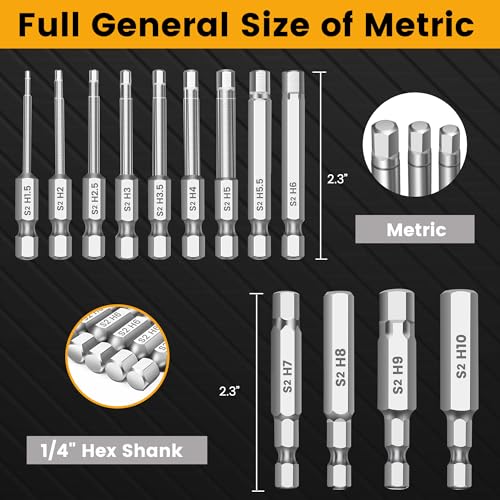 image for MulWark Hex Head Allen Wrench Drill Bit Set 13pcs Precision Metric S2 