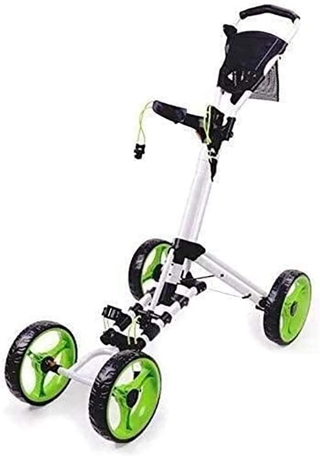 Golf Push Cart Golf Trolley 4 Wheels Golf Trolley Trolley, Foldable Golf Push/Pull Cart with Foot Brake, Lightweight Golf Carts, One Second to Open and Close Folding Cart Fitness Equipment