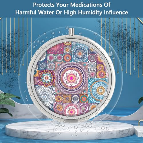 Image of Pill Box 3 Compartment Medicine Pill Case,Portable Pill Box for Pocket or Purse Pill Box Decorative Metal Medicine Vitamin Organizer Unique Gift(4PCS)