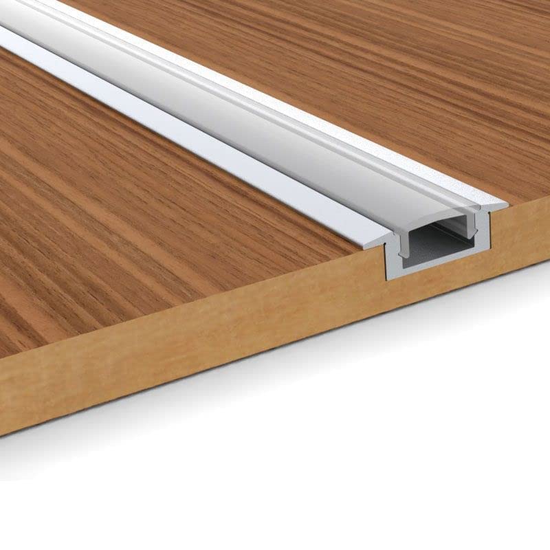 Image of Abaj Lighting (18x6mm LED Strip Lights 1Meter Aluminium Rectangular Conciled Profile Light Channels with Diffused Cover, End Caps and Mounting Clips Without LED Straight Linear (Pack of 3)