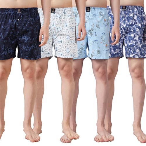 Image of Urban Scottish Ultra-Comfortable Men's Boxer Pants (Pack of 4), 100% Cotton with Stylish Print, Soft & Stretchy Elastic Waist Band, Dynamic Movement & Hardwearing Stitching,Breathable Gentle Snug Fit