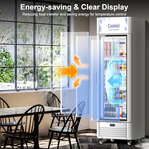 Image of Coolski 12.5 Cu.ft. Commercial Merchandiser Refrigerator Glass Door Beverage Refrigerator and Cooler with LED Lighting and Adjustable Shelves for Restaurant Cafe, Certified by ETL /ETL SANITATION
