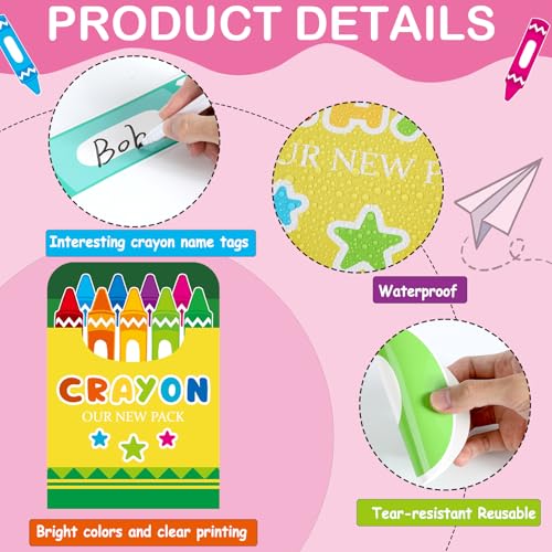 Image of Crayon Bulletin Board Set Back to School Classroom Decorations Colorful Crayon Paper Cutout DIY Name Tag Get Ready for A Colorful Year Bulletin Board for School Nursery Classroom Chalkboard Wall Decor