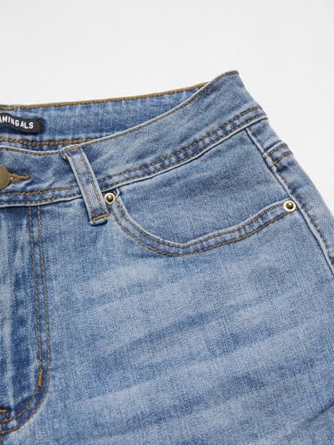 Flamingals Women's Bell Bottom Jeans Flared Ripped Stretchy Mid Rise Cut Out Distressed Denim Bootcut Jeans - Image 5