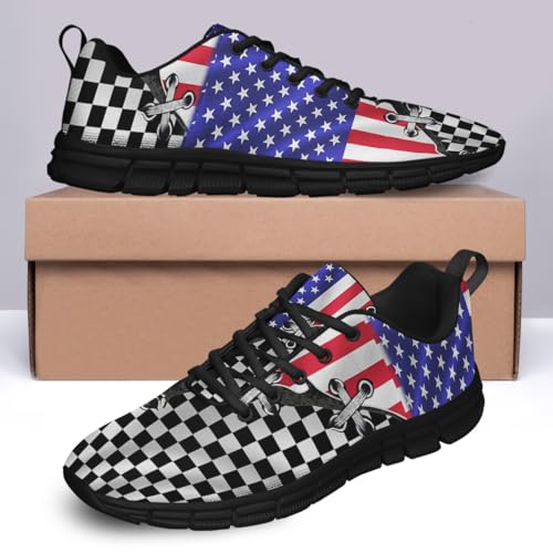 American Flag Black White Semaphore Shoes for Women Men Tennis Shoes 3D Print Fashion Running Sneakers4