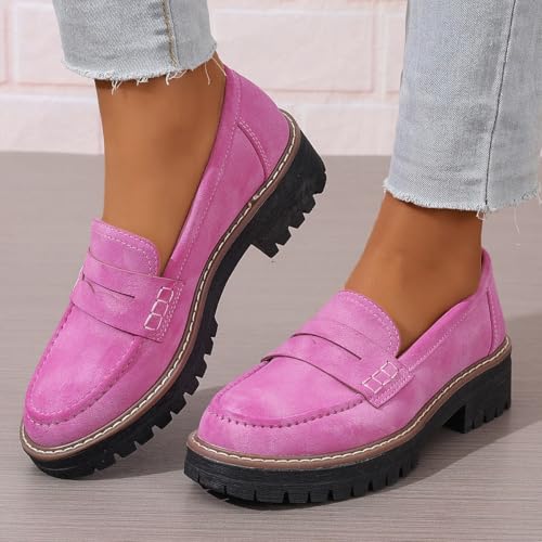 Image of Womens Loafers Shoes Platform Chunky Penny Loafer Lug Sole Comfortable Slip On Work Office Business Casual Dress Shoes, US Size 5-11.5