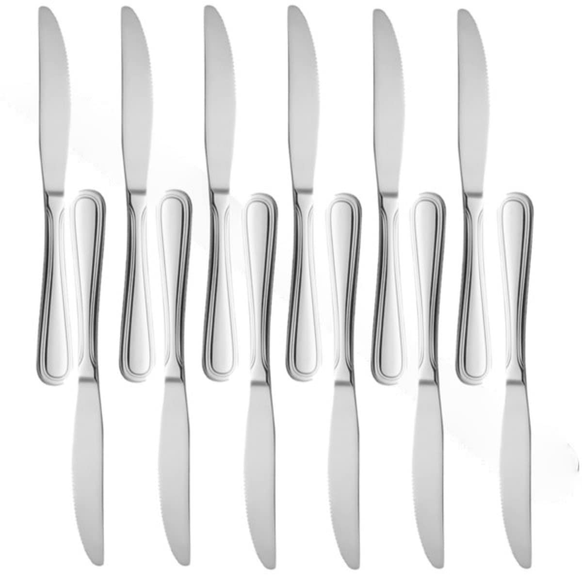 TrueCraftware-Set of 12 Stainless Steel Atlantic European Size Table Knife- Stainless Steel Flatware Silverware Cutlery Kitchen Tableware Set for Home and Restaurant Butter Knife Spreader Table Knives