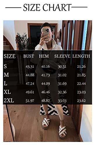 Womens Sweatshirts Half Zipper Crop Pullover Funnel Neck Fleece Lined Zip Up Long Sleeve Tops Thumb Hole Light Grey #TOP4