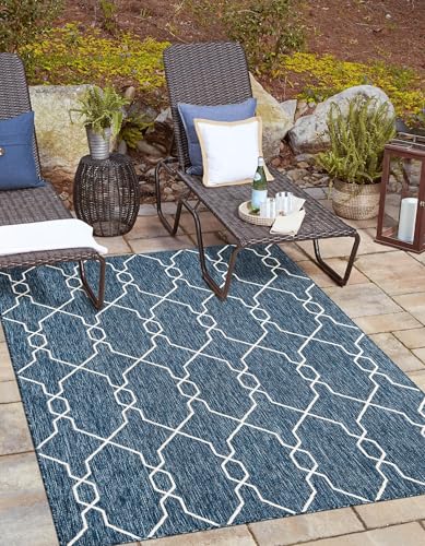 Tapete Outdoor Lattice 5'3 x 8' Azul Indoor/Outdoor miniatura 6
