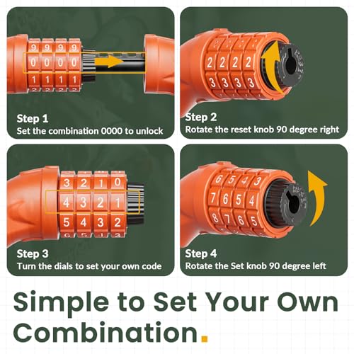 image for Titanker Bike Lock, Bicycle Lock 4 Feet Cable Lock 1/2 Inch Resettable