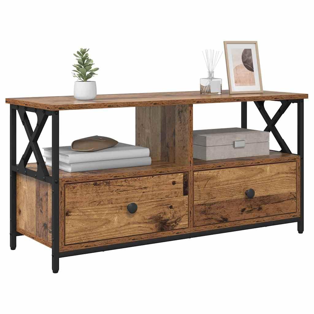 Szafka pod telewizor z szufladą ze starego drewna, 90 x 33 x 45 cm