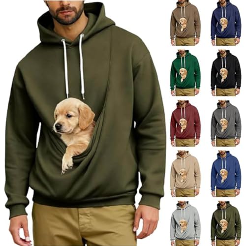 Men's Pet Carrier Hoodie Kangaroo Pocket Cat Dog Casual Fall Sweatshirt - image 1