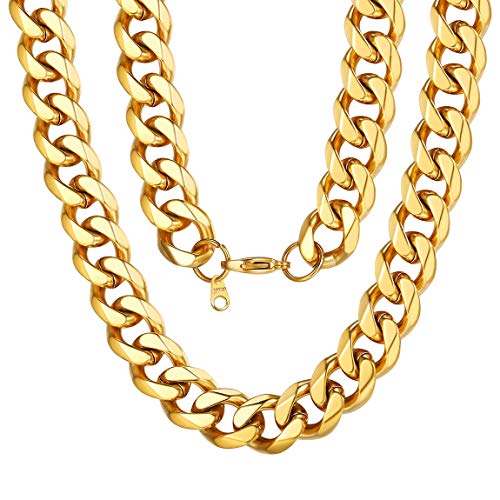 Men Gold Filled Cuban Link Chain 12mm 30 inch Long Necklace