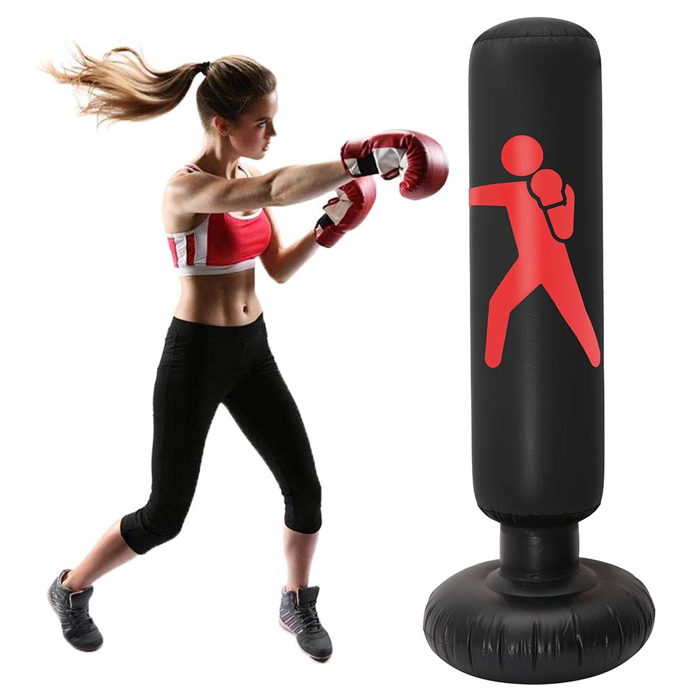 Sacco da boxe gonfiabile in piedi da 160 cm con pompa inclusa nel set, Sacca da Boxe da terra per Bambini e Adulti