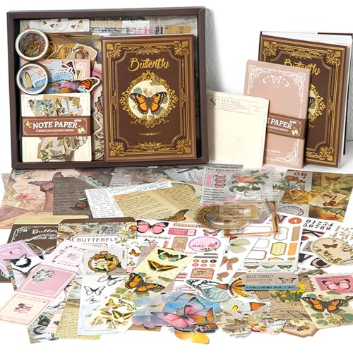 YumSur Juego de accesorios para scrapbook, papel de scrapbooking estético con cuadrícula A6, pegatinas de scrapbooking, papel de escritura decorativo, regalo para niñas y mujeres, tarjetas de