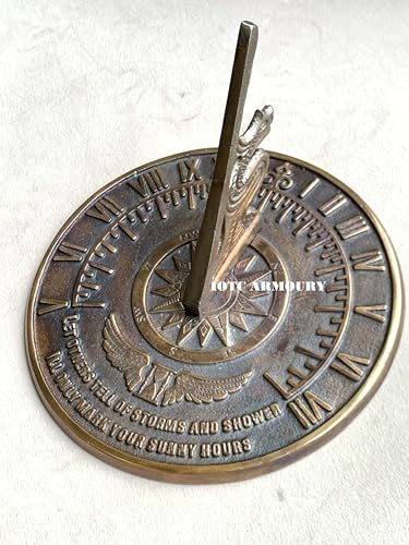 Reloj de sol colonial antiguo de latón decorativo para jardín exterior y mesa de salón 3
