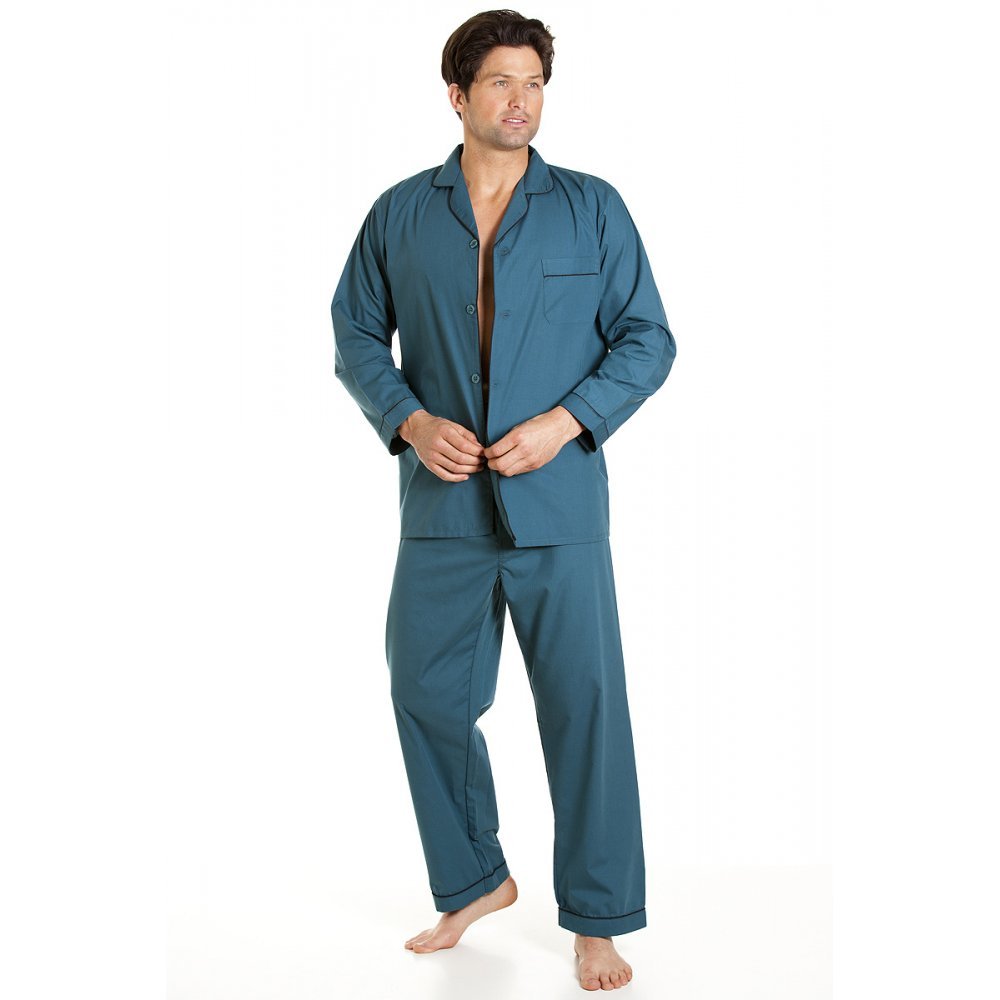 Haigman Mens Full Length Classic Pajama Set, teal, 3XL