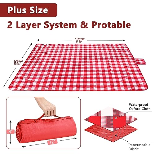 Tirrinia-60x-80-Picnic-Waterproof-outdoor-Blanket-Outdoor-Windproof-Extra-Large-Lightweight-Blanket-Foldable-Camping-Blanket-for-Travel-Family-Concerts-Plaid-Red