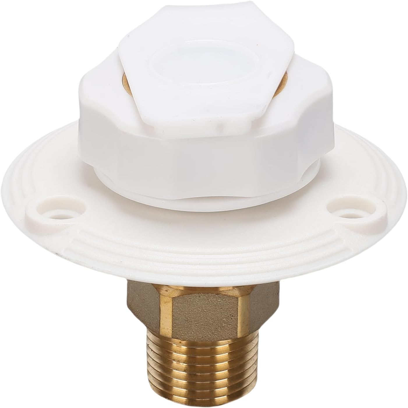 Fafeicy RV City Water Inlet, Brass 3/4in NH Female to 1/2in NPT Male Hose Connector with Check Valve and Dust Plug, for RV Trailer Marine Water Pipe Connection